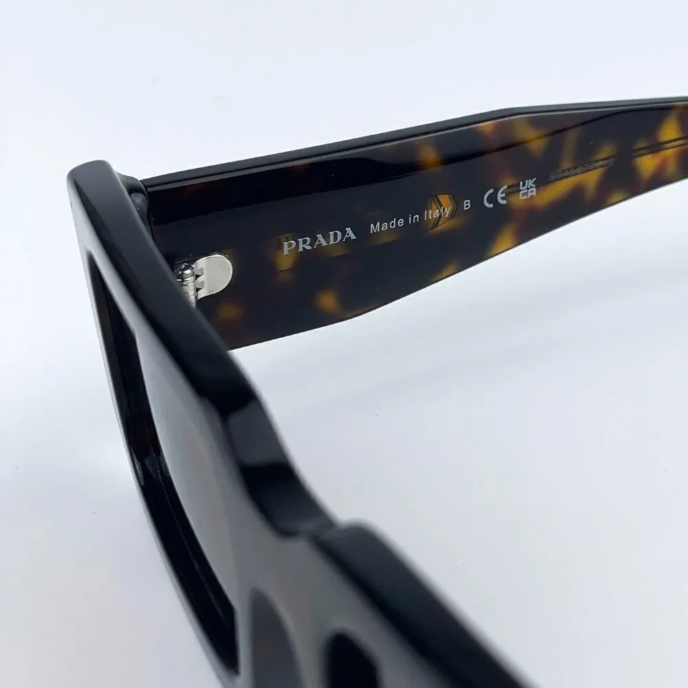 NEW Prada PR06YS 2AU8C1 Havana Tortoise Dark Brown Rectangle Unisex Sunglasses